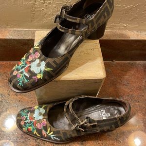 Fendi Embroidered Heels